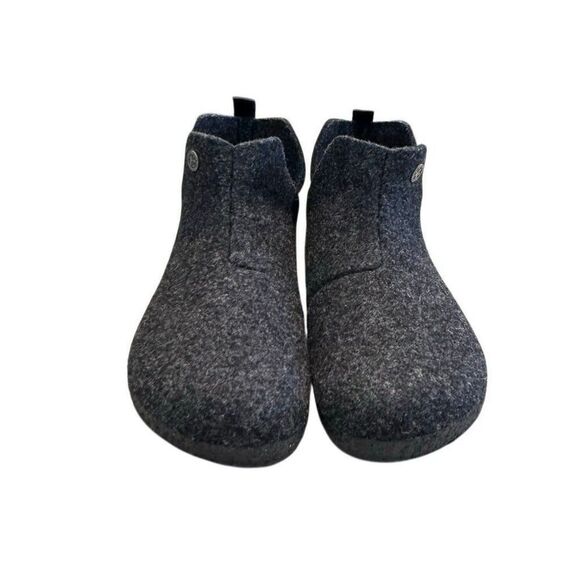 Birkenstock Andermatt Wool Felt Slipper Booties Gray L9 M7 EU 40 Shearling Lined